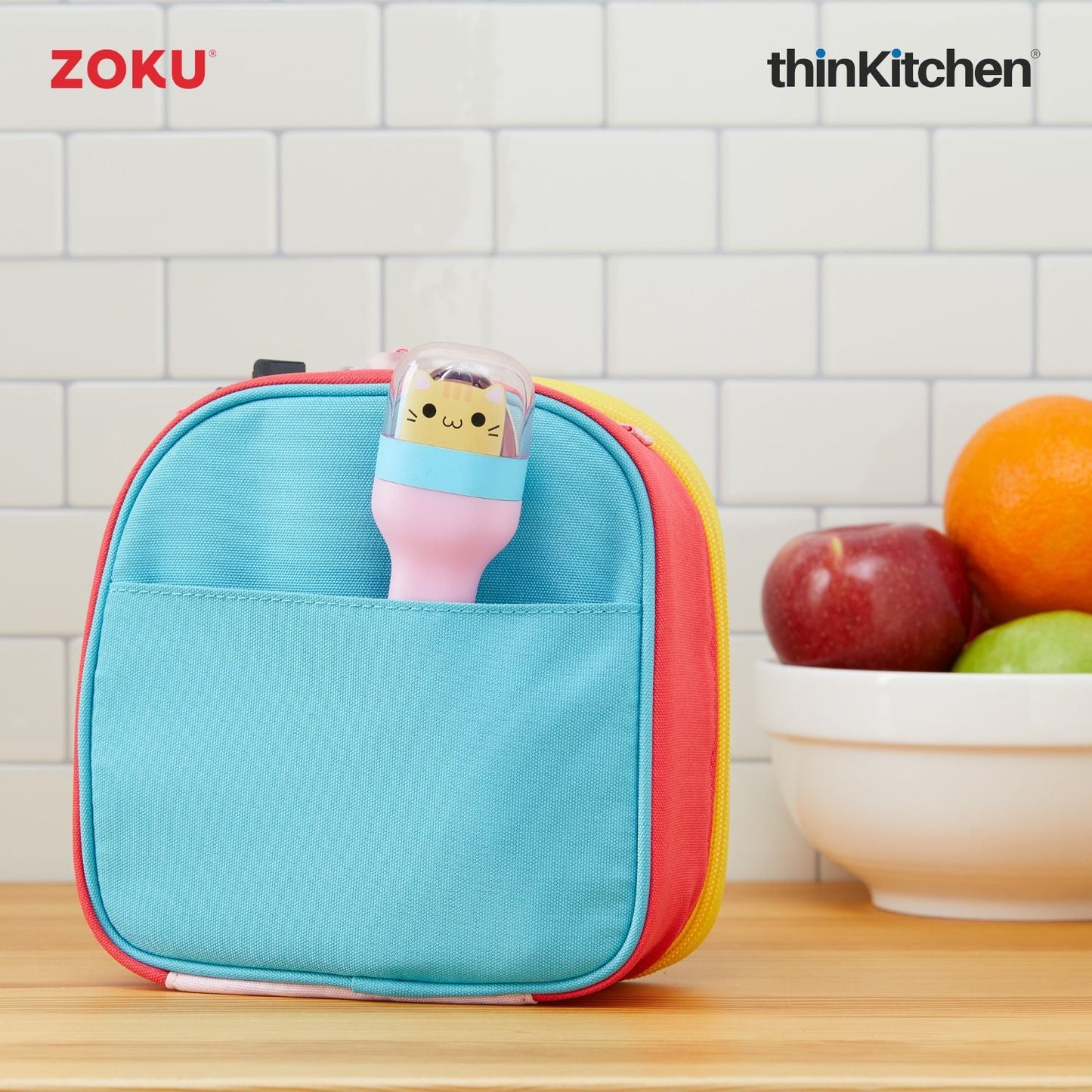 thinKitchen™ Zoku Stainless Steel Kids Pocket Utensil Set, Kitty