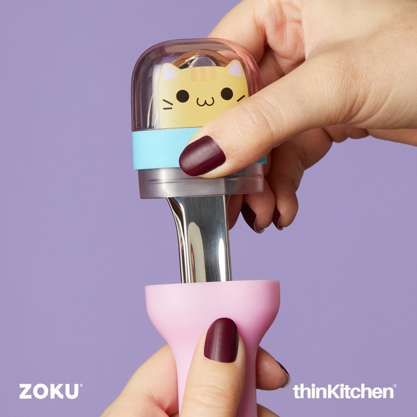 thinKitchen™ Zoku Stainless Steel Kids Pocket Utensil Set, Kitty