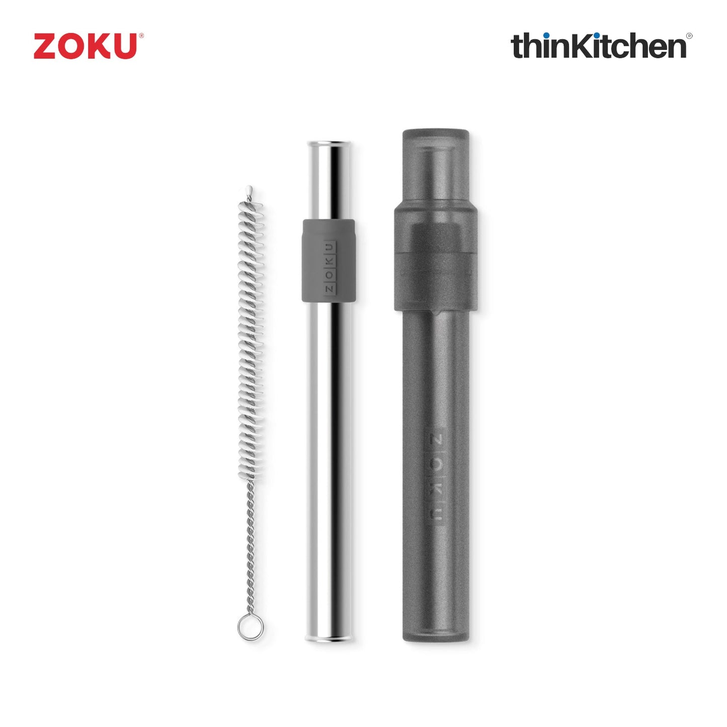 thinKitchen™ Zoku Jumbo Pocket Straw, Charcoal