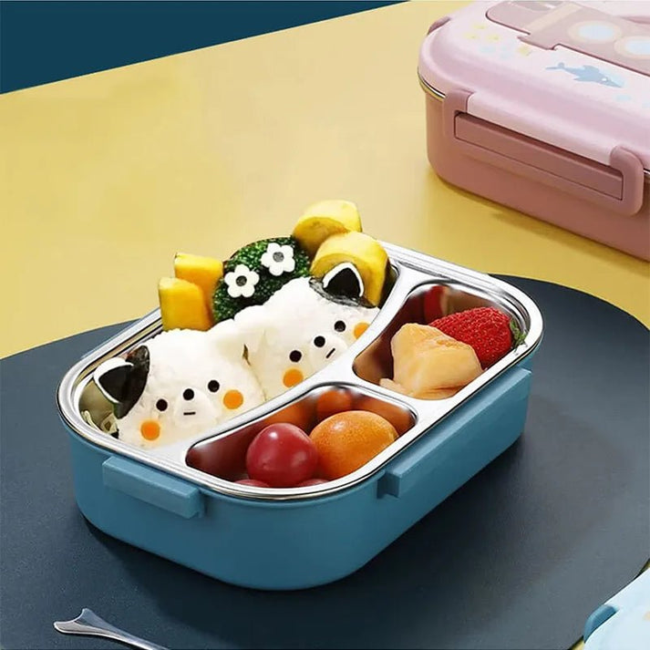 Little Surprise Box Blue Submarine Theme Compartment Steel Tiffin Lunch Box for Boys and Girls