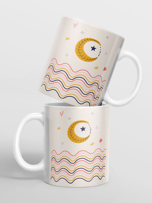 Crescent Waves - Coffee Mug Ceramic 325 ml White
