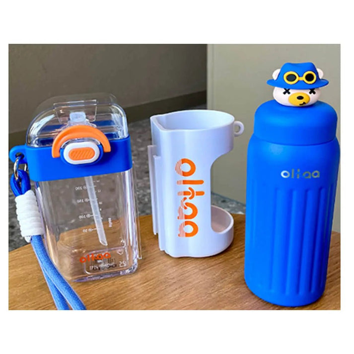 Little Surprise box Double Tumbler Blue bear detachable set water bottle,400 ML & 320 ML for Kids and Adults