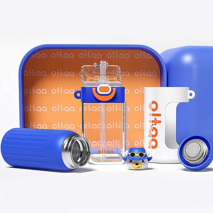 Little Surprise box Double Tumbler Blue bear detachable set water bottle,400 ML & 320 ML for Kids and Adults