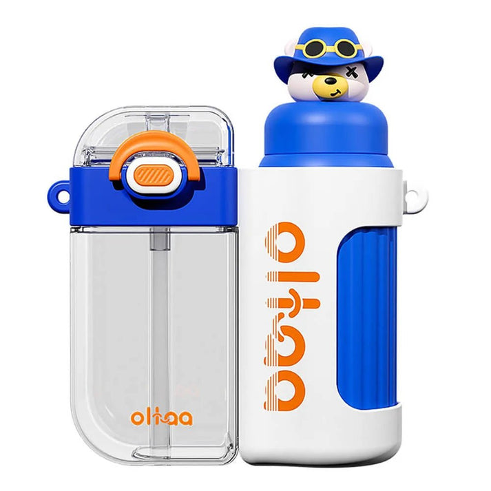 Little Surprise box Double Tumbler Blue bear detachable set water bottle,400 ML & 320 ML for Kids and Adults