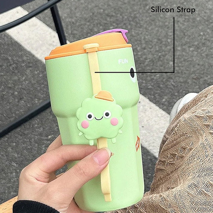Little Surprise Box Fun Emoji Mint Green Vacuum Insulated Stainless Steel Coffee/Water/Tea Travel Tumbler For Kids & Adults, 450 Ml