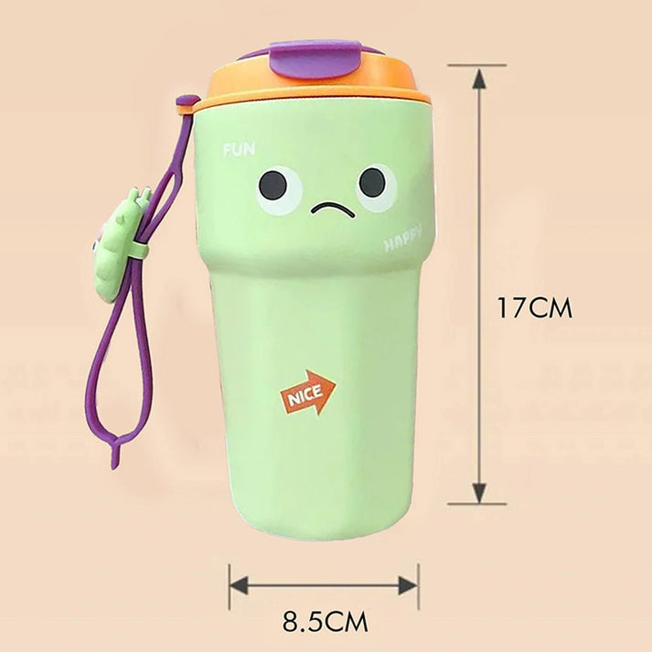 Little Surprise Box Fun Emoji Mint Green Vacuum Insulated Stainless Steel Coffee/Water/Tea Travel Tumbler For Kids & Adults, 450 Ml