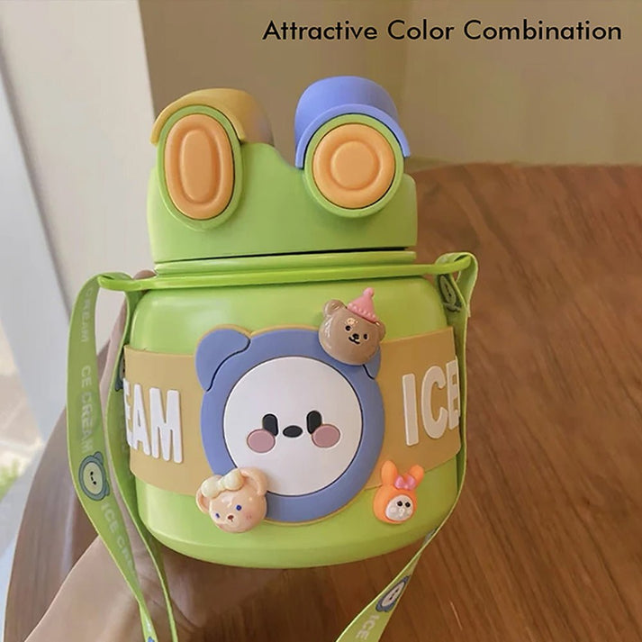 Little Surprise Box Green 2 Way Lid Style Icecream Theme Kids Water Bottle, 850 Ml