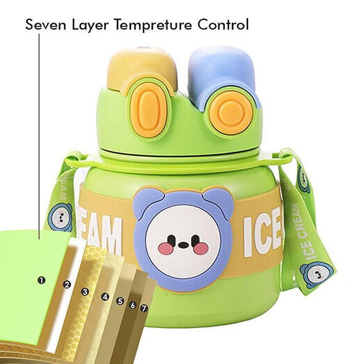 Little Surprise Box Green 2 Way Lid Style Icecream Theme Kids Water Bottle, 850 Ml
