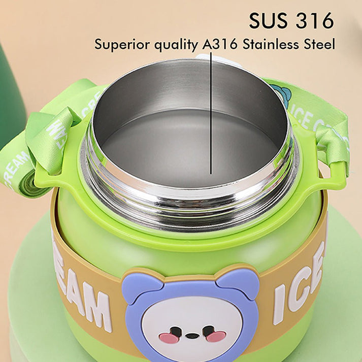 Little Surprise Box Green 2 Way Lid Style Icecream Theme Kids Water Bottle, 850 Ml