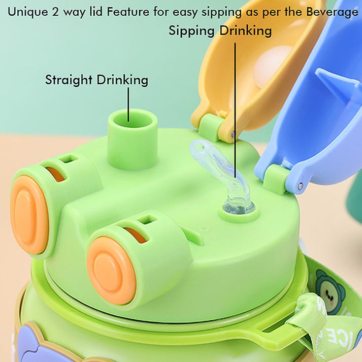 Little Surprise Box Green 2 Way Lid Style Icecream Theme Kids Water Bottle, 850 Ml