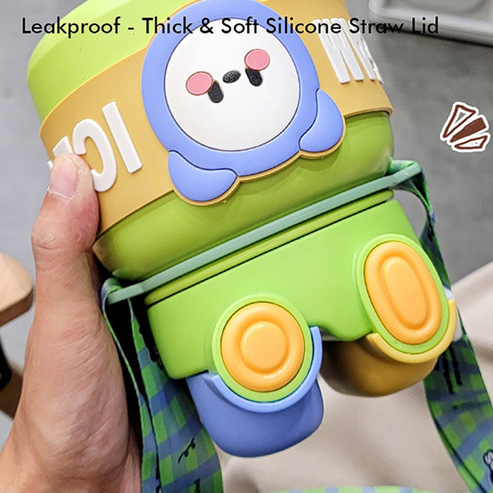 Little Surprise Box Green 2 Way Lid Style Icecream Theme Kids Water Bottle, 850 Ml