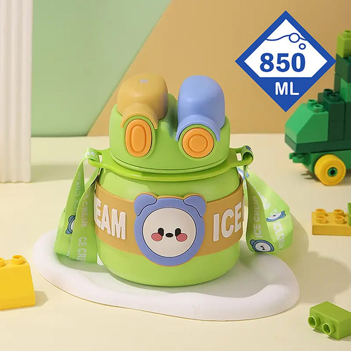 Little Surprise Box Green 2 Way Lid Style Icecream Theme Kids Water Bottle, 850 Ml