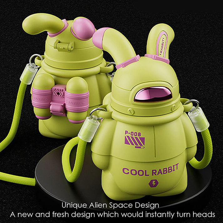 Little Surprise Box Green Alien Spaceship Stainless Steel Water Bottle For Kids, 470 Ml