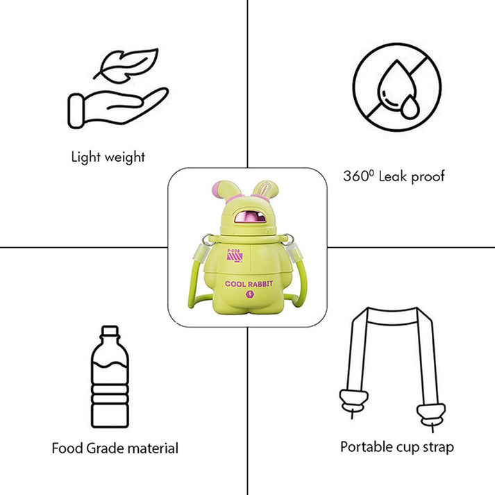 Little Surprise Box Green Alien Spaceship Stainless Steel Water Bottle For Kids, 470 Ml