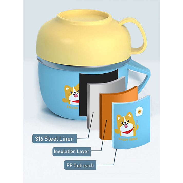 Little Surprise Box Light Blue small size, Foxy Dual Handle Soup and Noodles Lunch Box with matching Cover