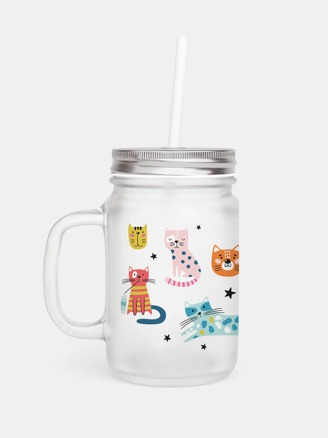 Cats - Mason Jar Frosted Glass 325 ml