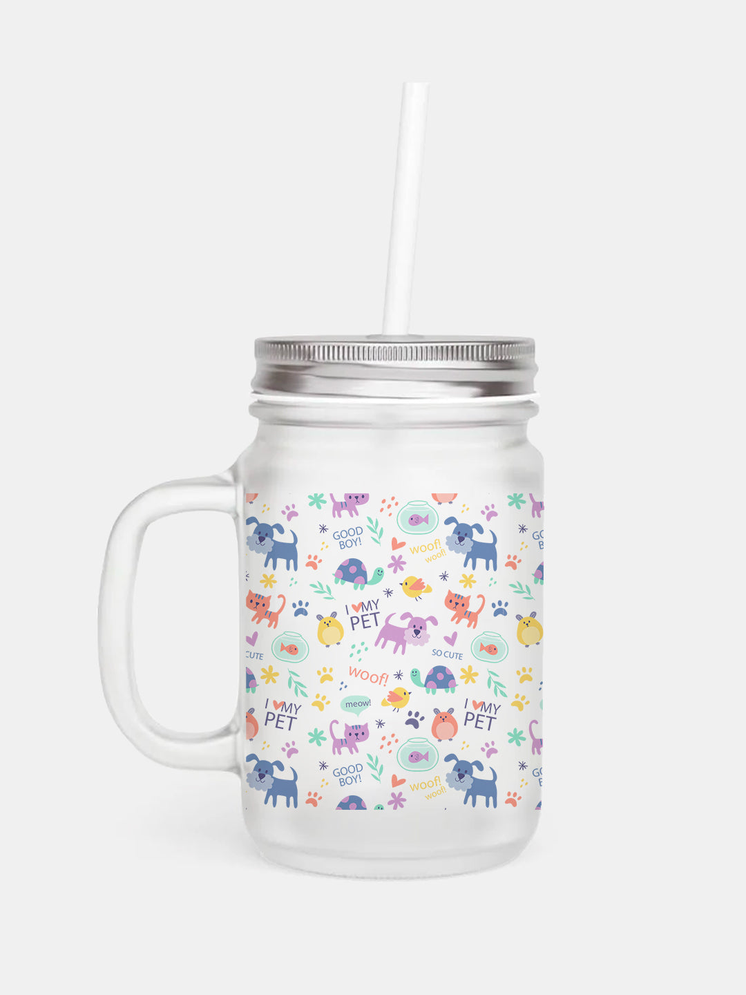 Pawsome Pals - Mason Jar Frosted Glass 325 ml