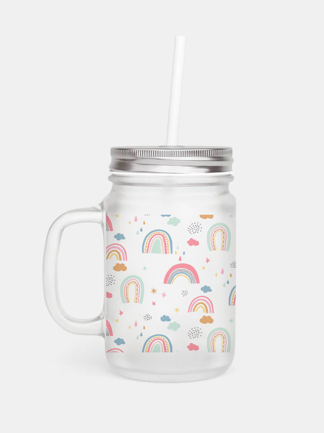 Pastel Rainbow - Mason Jar Frosted Glass 325 ml