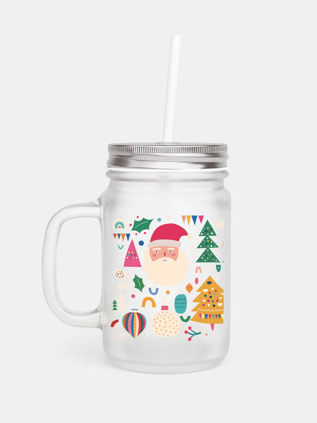 BKC Festive Christmas - Mason Jar Frosted Glass 325 ml