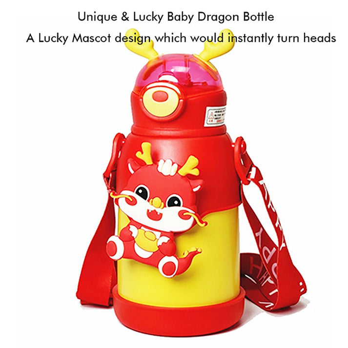Little Surprise Box Orange Lucky Dragon Theme Kids Water Bottle, 500 Ml