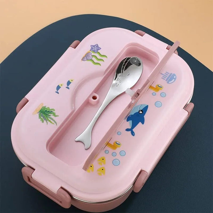 Little Surprise Box Pink Submarine Theme Compartment Steel Tiffin Lunch Box for Boys and Girls