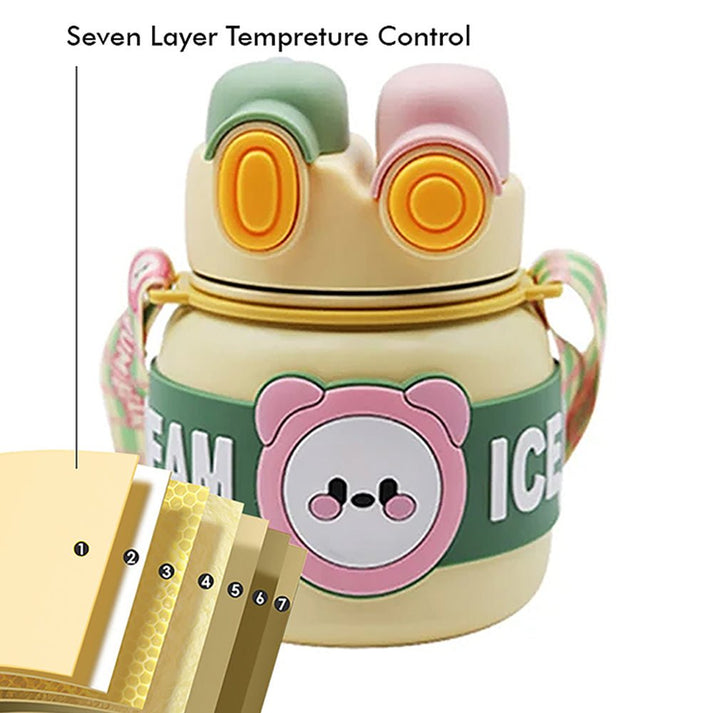 Little Surprise Box Yellow 2 Way Lid Style Icecream Theme Kids Water Bottle, 850Ml