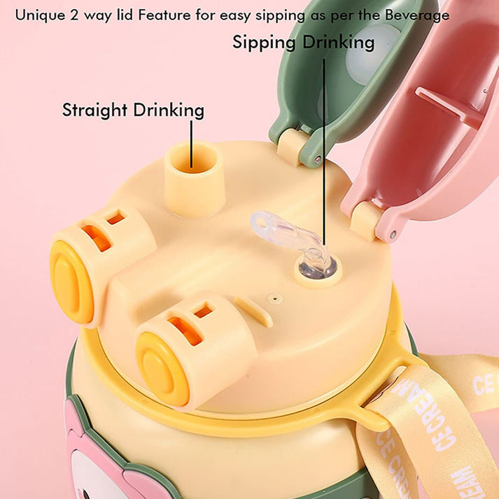 Little Surprise Box Yellow 2 Way Lid Style Icecream Theme Kids Water Bottle, 850Ml