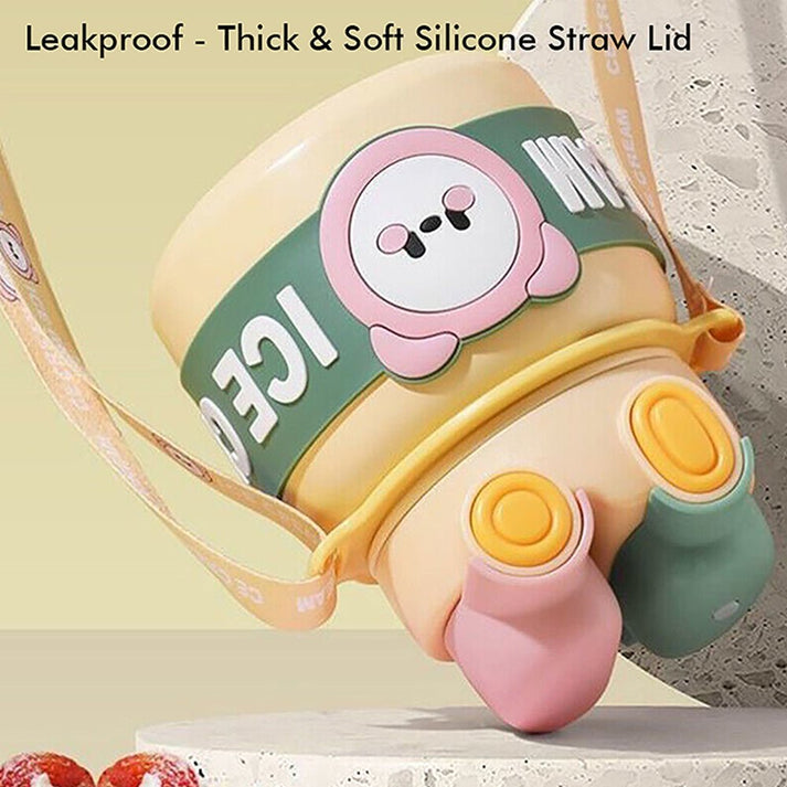 Little Surprise Box Yellow 2 Way Lid Style Icecream Theme Kids Water Bottle, 850Ml