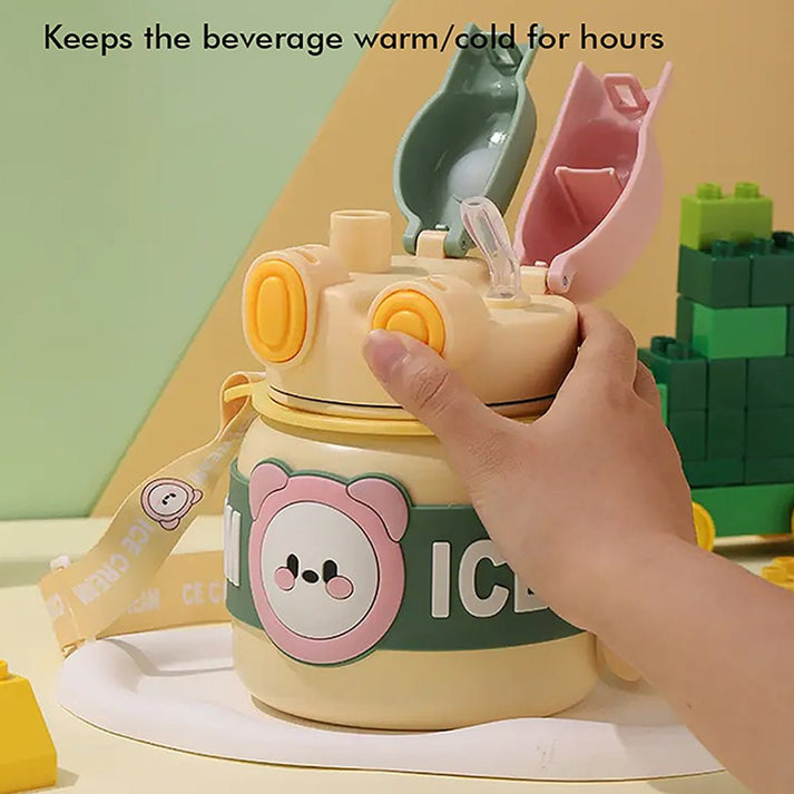 Little Surprise Box Yellow 2 Way Lid Style Icecream Theme Kids Water Bottle, 850Ml