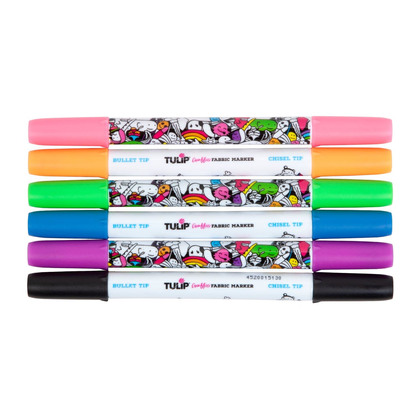 Graffiti Dual Tip Fabric Markers Neon 6 Pack