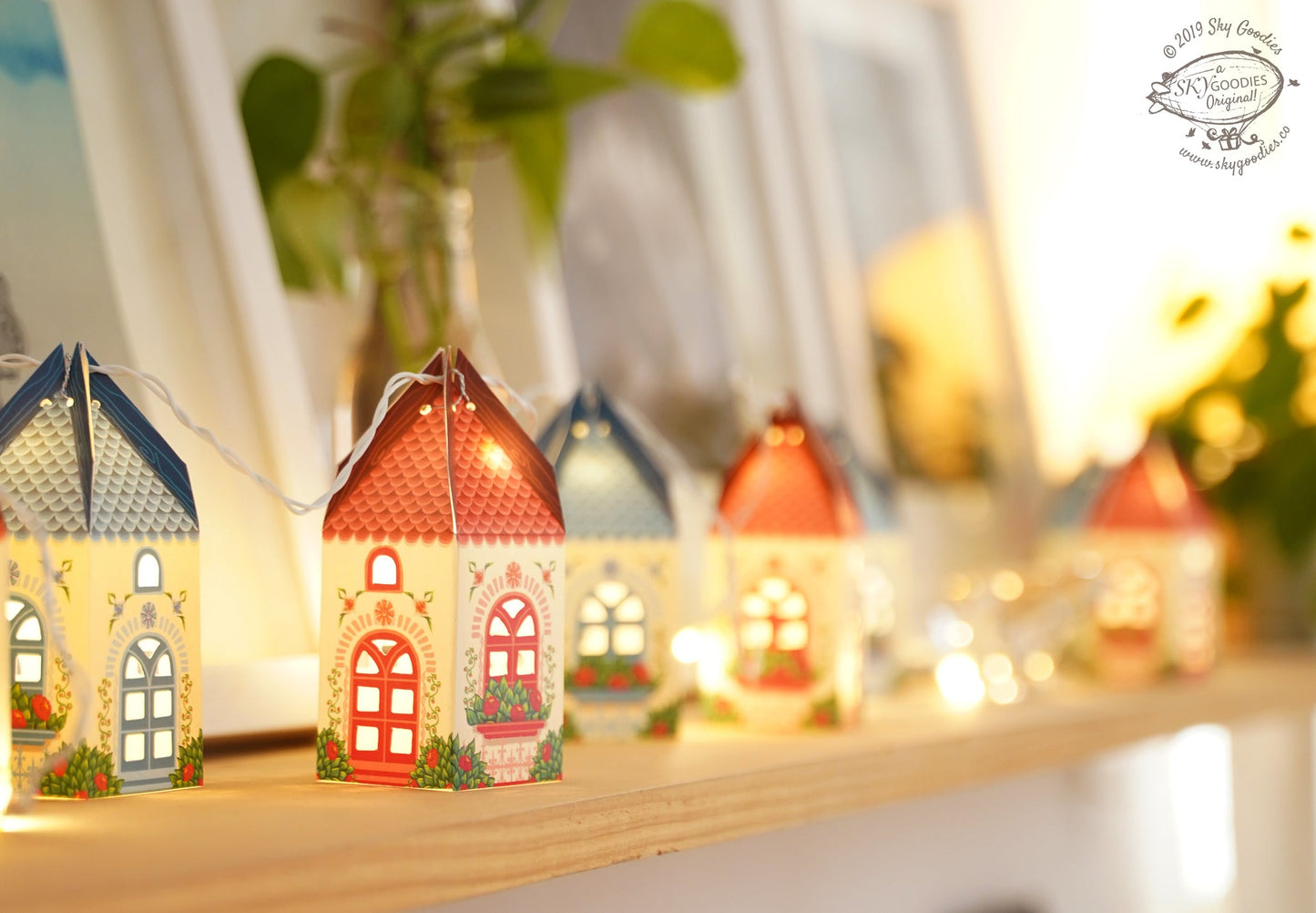 Set of 10 Mini Happy Home with Fairy Lights - Electric with 2 Pin Plug