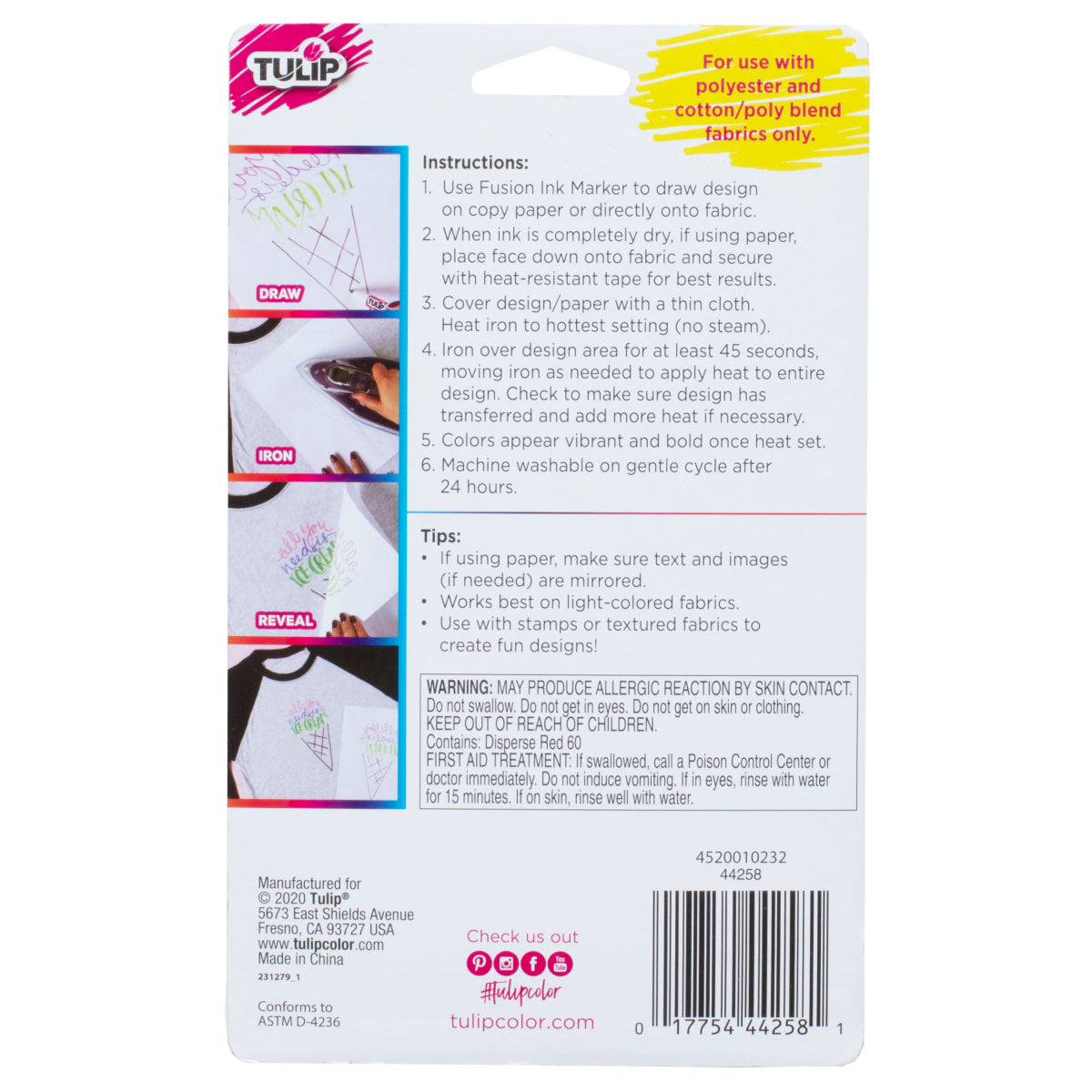Tulip Rainbow Sublimation Fabric Markers - 6 Pack