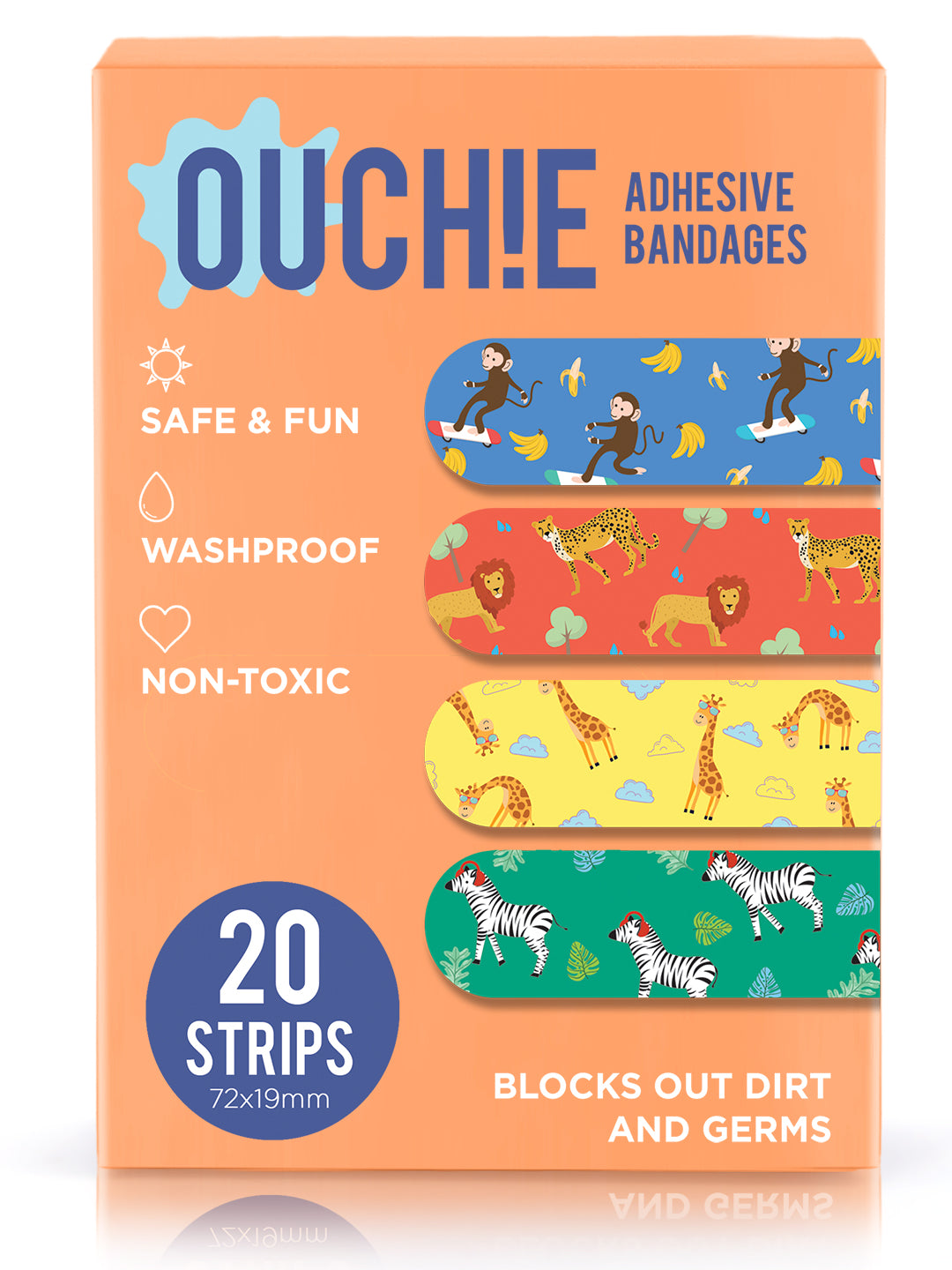 Ouchie Kids Bandages Pack of 20 - Orange