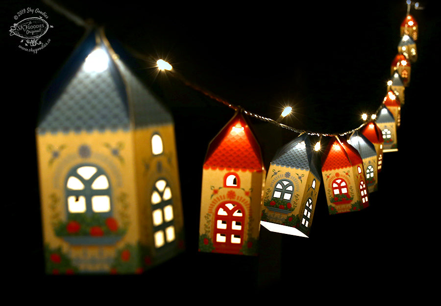 Set of 10 Mini Happy Home with Fairy Lights - Electric with 2 Pin Plug