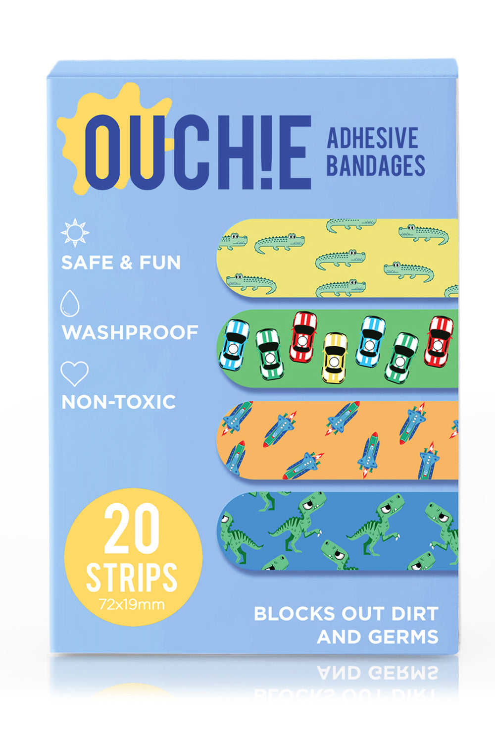 Ouchie Kids Bandages Pack of 20 - Blue