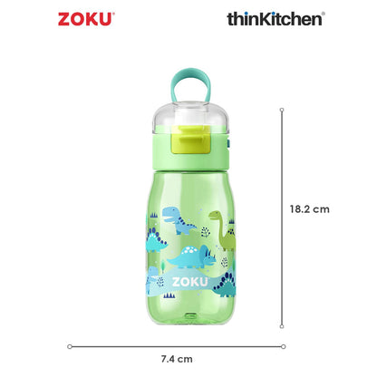 thinKitchen®Zoku Green Dino Flip Gulp Kids Bottle, 475 ml