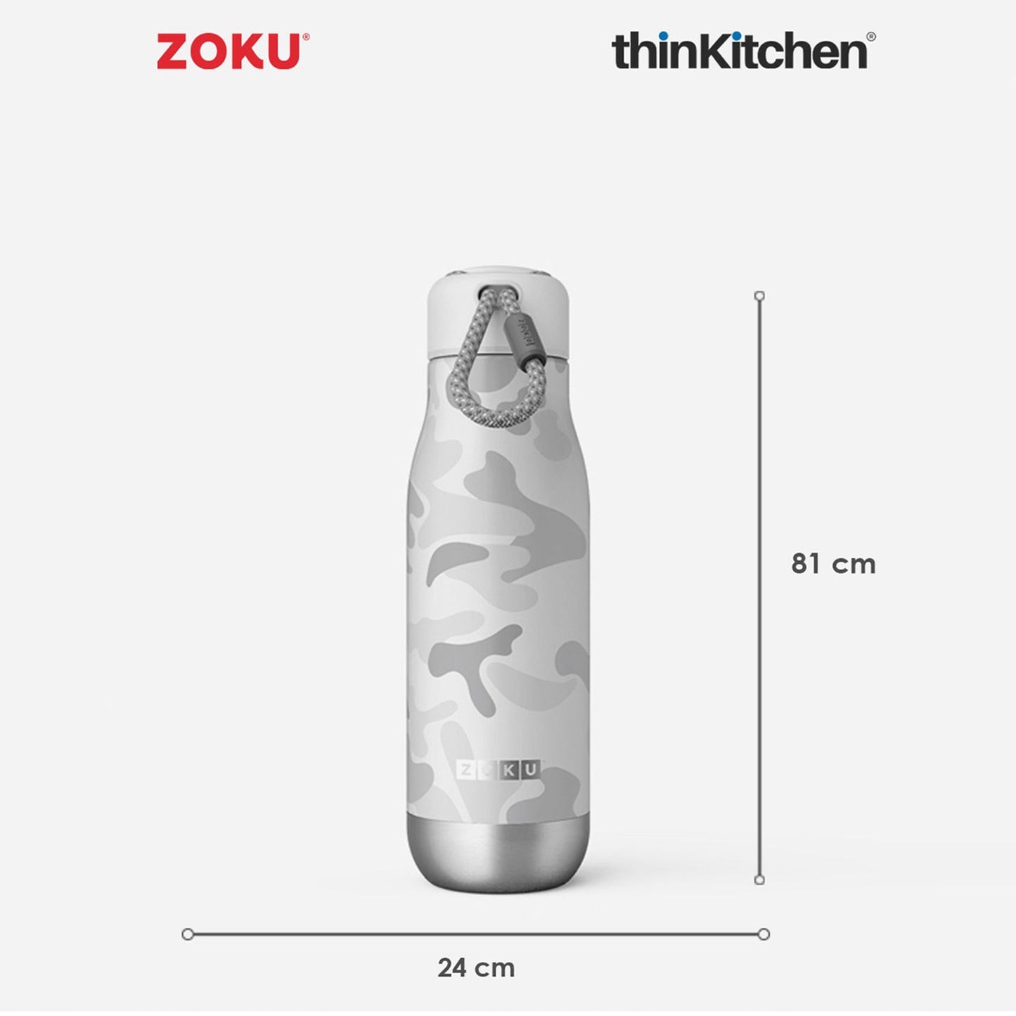 thinKitchen®Zoku 18oz White Camo Stainless Bottle