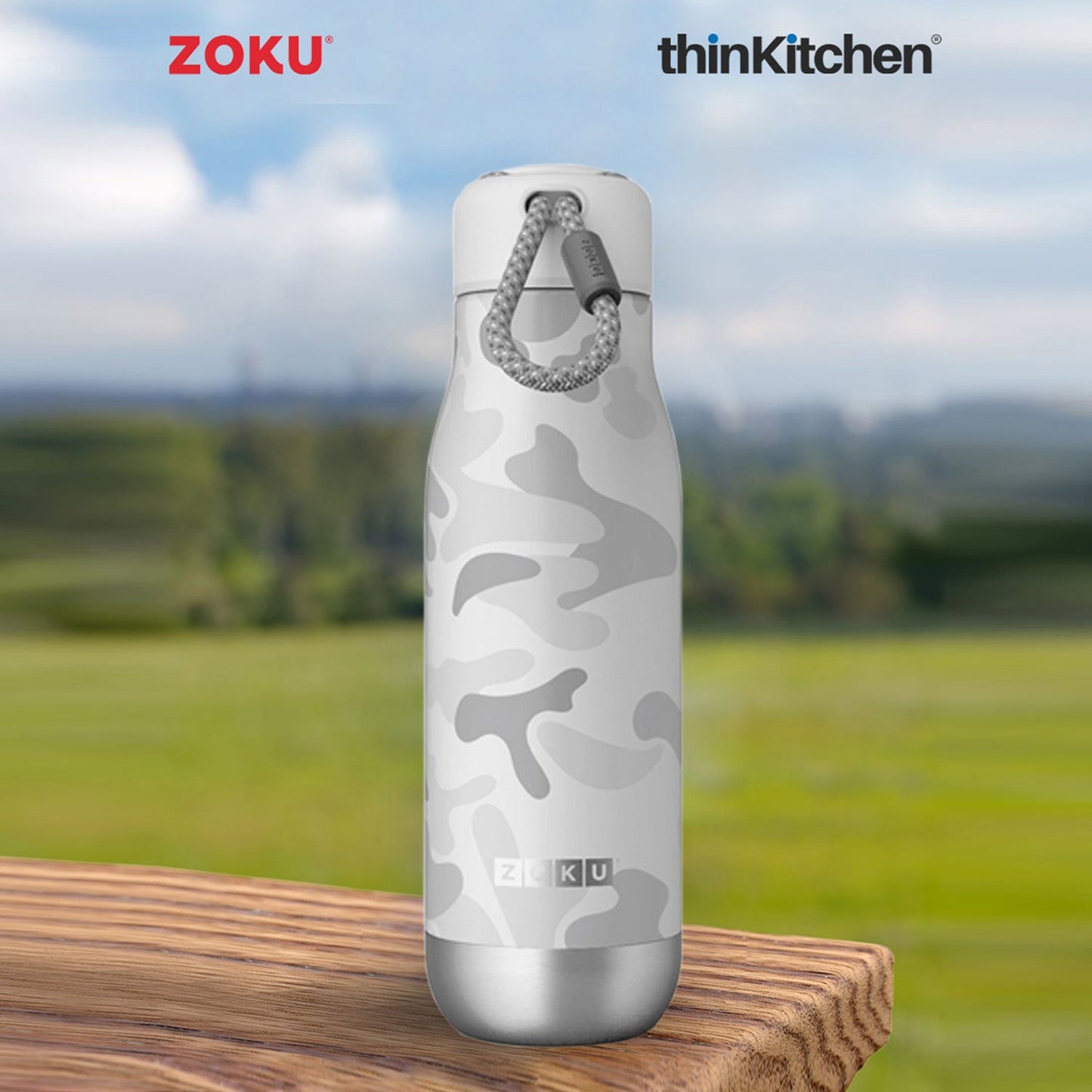 thinKitchen®Zoku 18oz White Camo Stainless Bottle