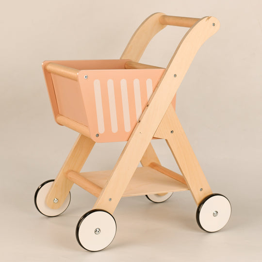 Playbox Shop 'N' Roll - Educational Wooden Toy Role Play Grocery Store Shopping Trolley | Boys Or Girls Pretend Play Supermarket Playset (Unassemble)