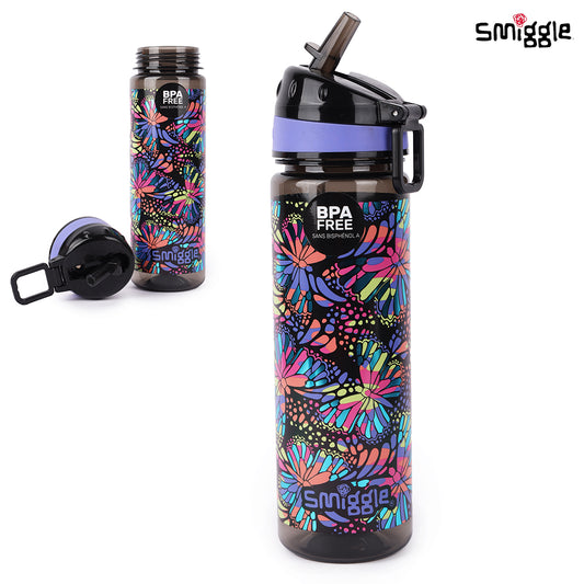 Smiggle Vivid Drink Up Plastic Drink Bottle Black Mix, 3Y+
