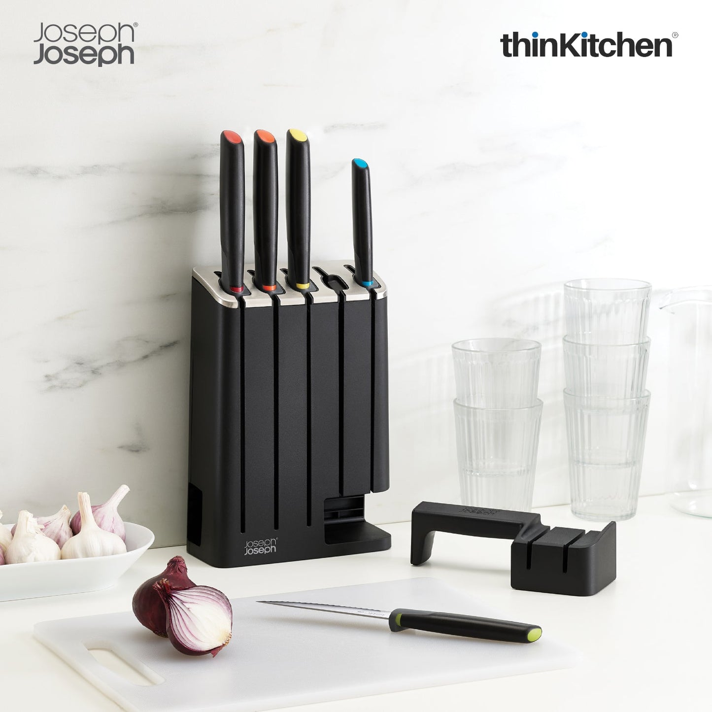 thinKitchen™ Joseph Joseph Elevate Knives 5-piece SlimBlock Knife Set