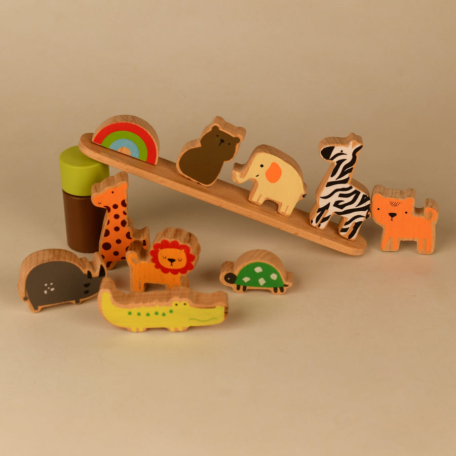 Playbox Wodden Zoo Tower | Balancing Activities Toy | Great Gift for Kids and Toddlers | Wooden Animal Stacking Toys