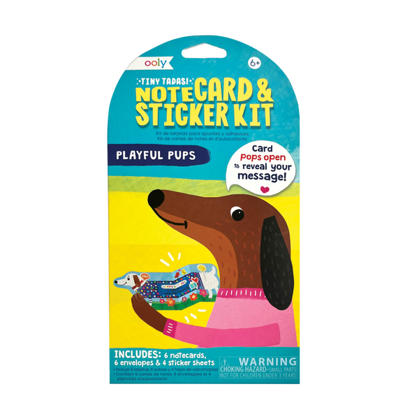 Tiny Tadas! Note Cards and Sticker Set - Playful Pups