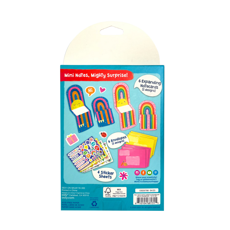 Tiny Tadas! Note Cards & Sticker - Hello Rainbows