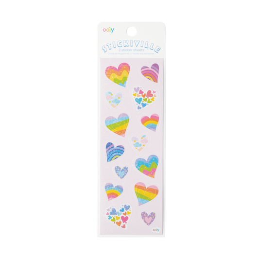 Stickiville Stickers: Rainbow Hearts - Skinny (2 Sheets)