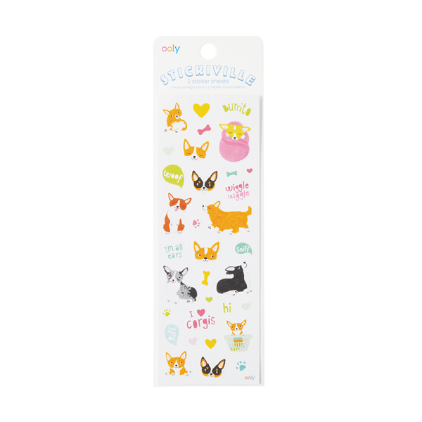 Stickiville Stickers: Corgis - Skinny (2 Sheets)