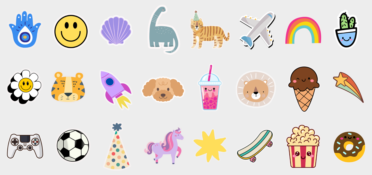 Mini Sticker Decals for Veigo Snack Box - Set of 4 Sheets