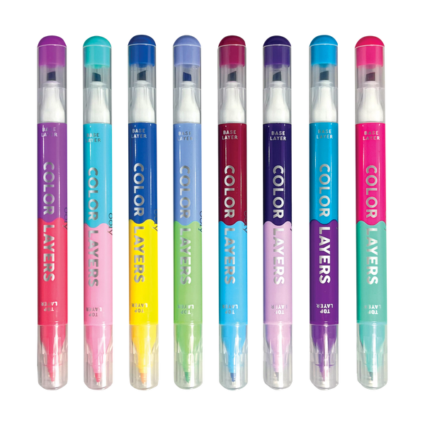 COLOR LAYERS DOUBLE ENDED LAYERING MARKERS SET OF 8