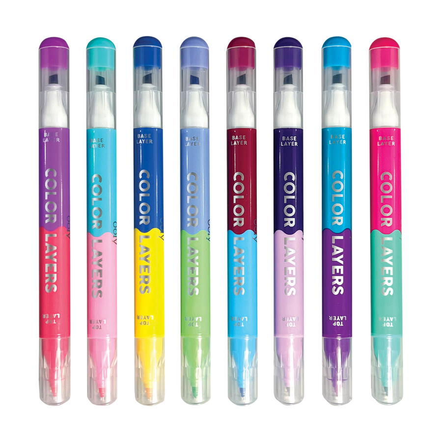 COLOR LAYERS DOUBLE ENDED LAYERING MARKERS SET OF 8