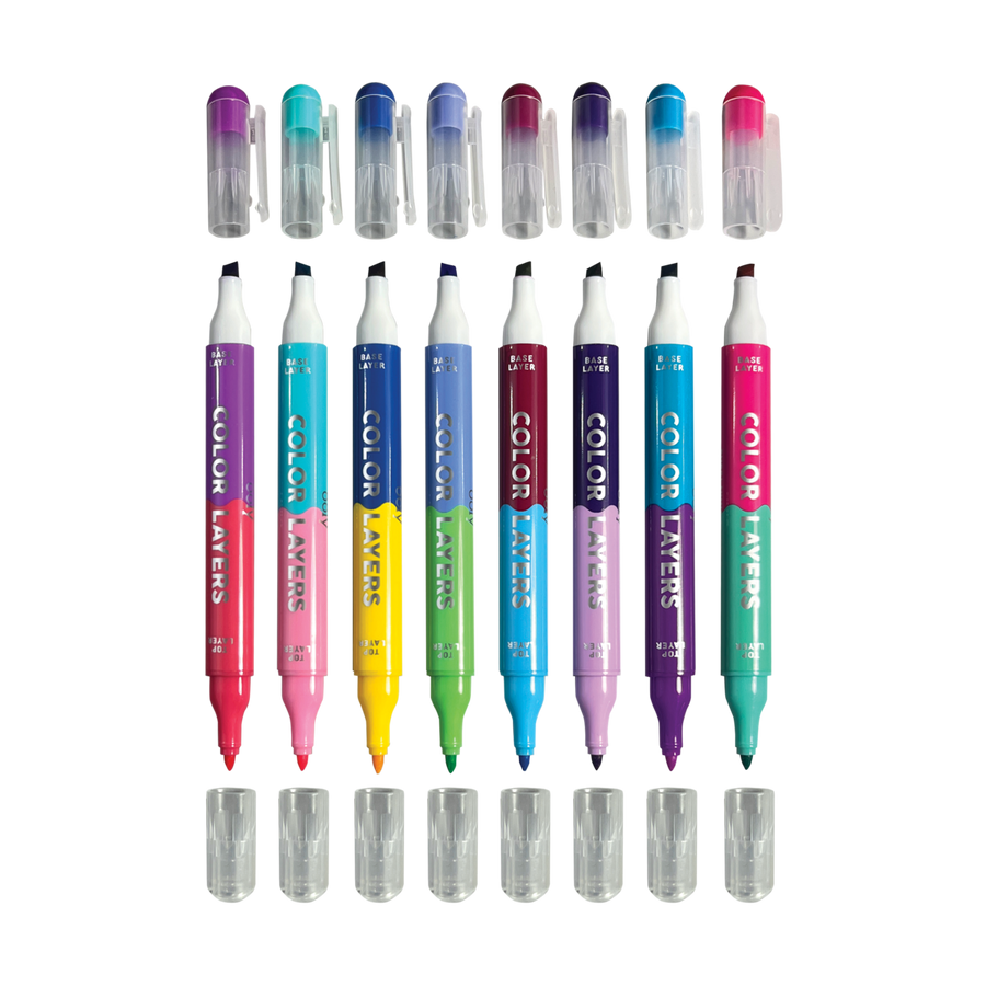 COLOR LAYERS DOUBLE ENDED LAYERING MARKERS SET OF 8